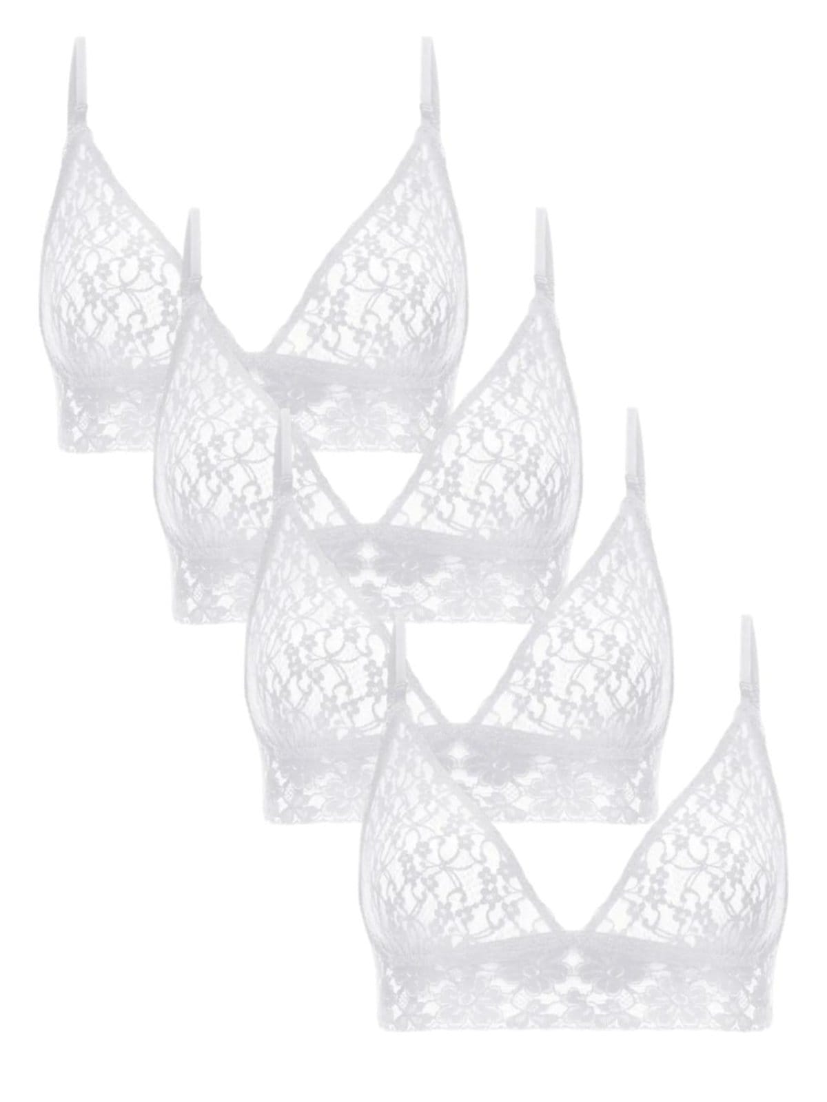 Kit 4 Sutiãs Triângulo Renda Sweet Lace Branco