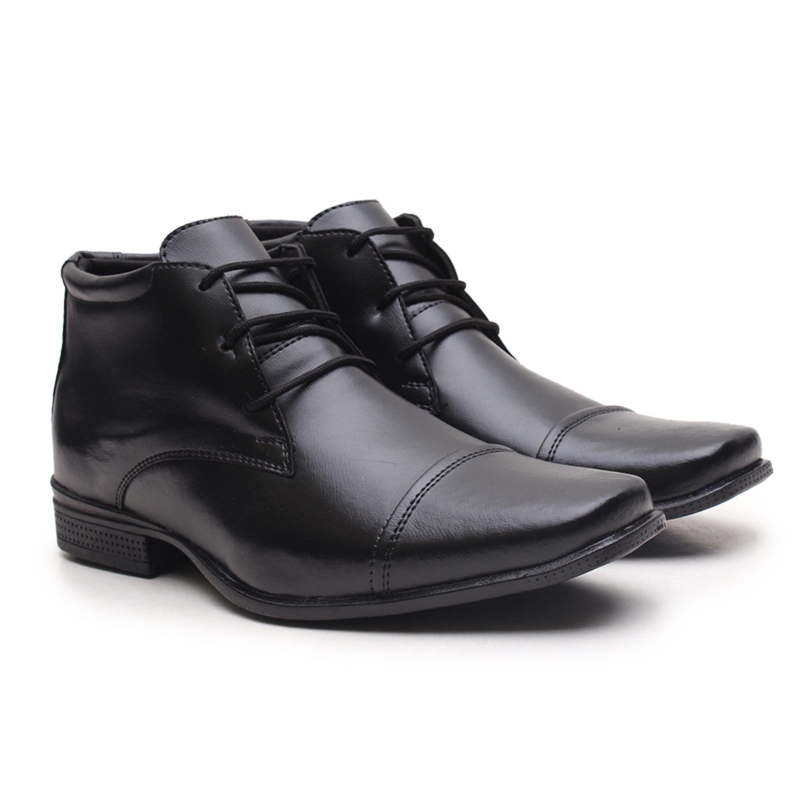 Vista principal Bota Botinha Social Masculino Clássico Amarrar Miletto preto