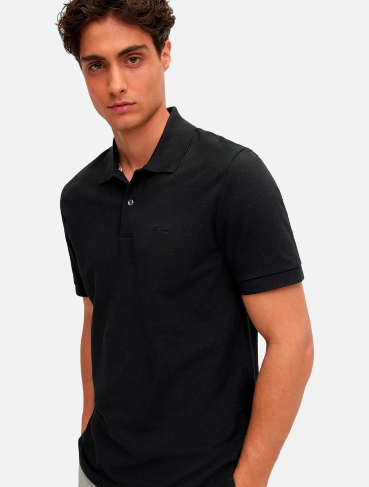 Vista 2 Polo Hugo Boss Masculina Regular Pallas Preta Hugo Boss preto