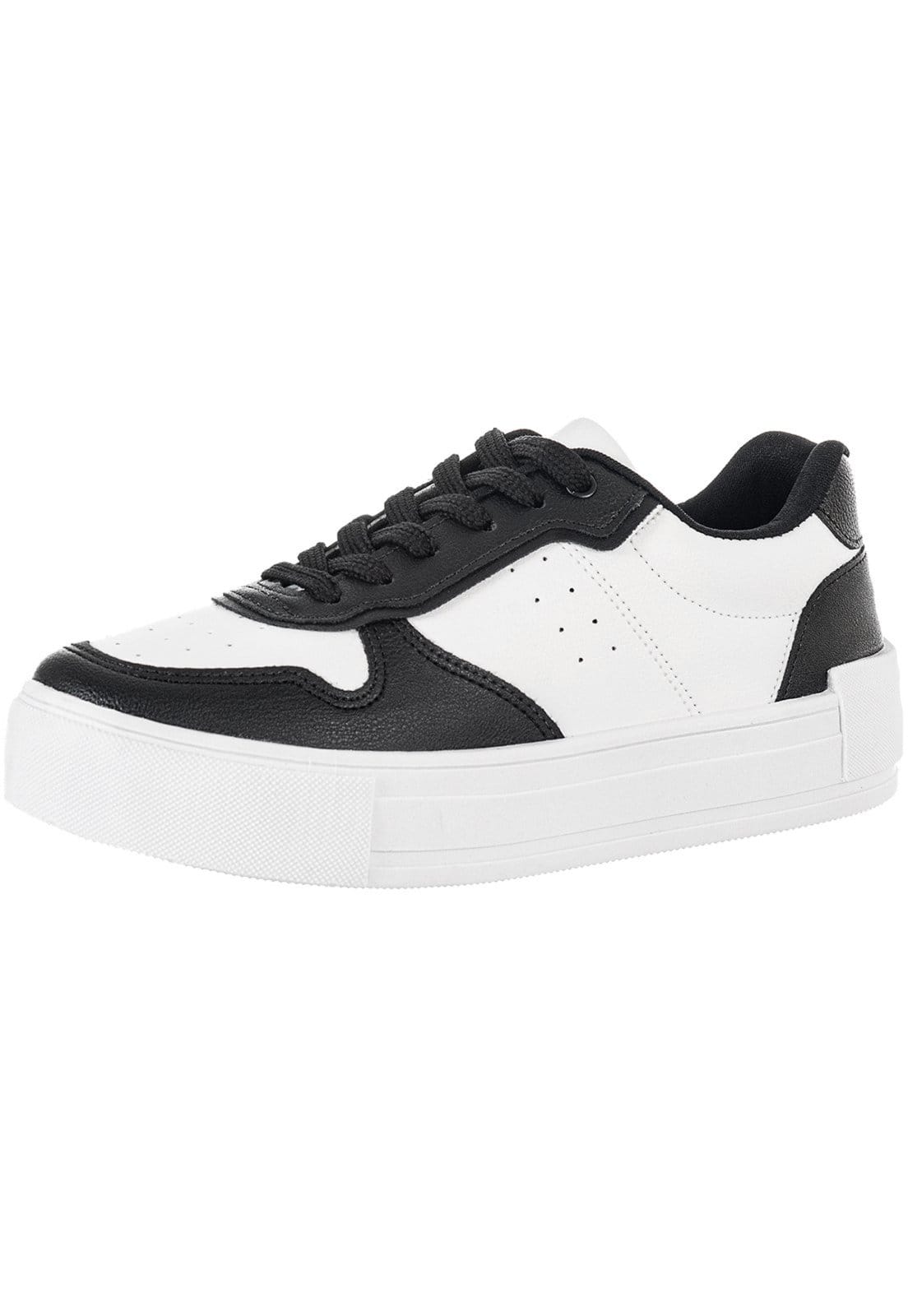 Vista principal Tenis Casual Feminino Gigil Recortes \ Gigil branco/preto