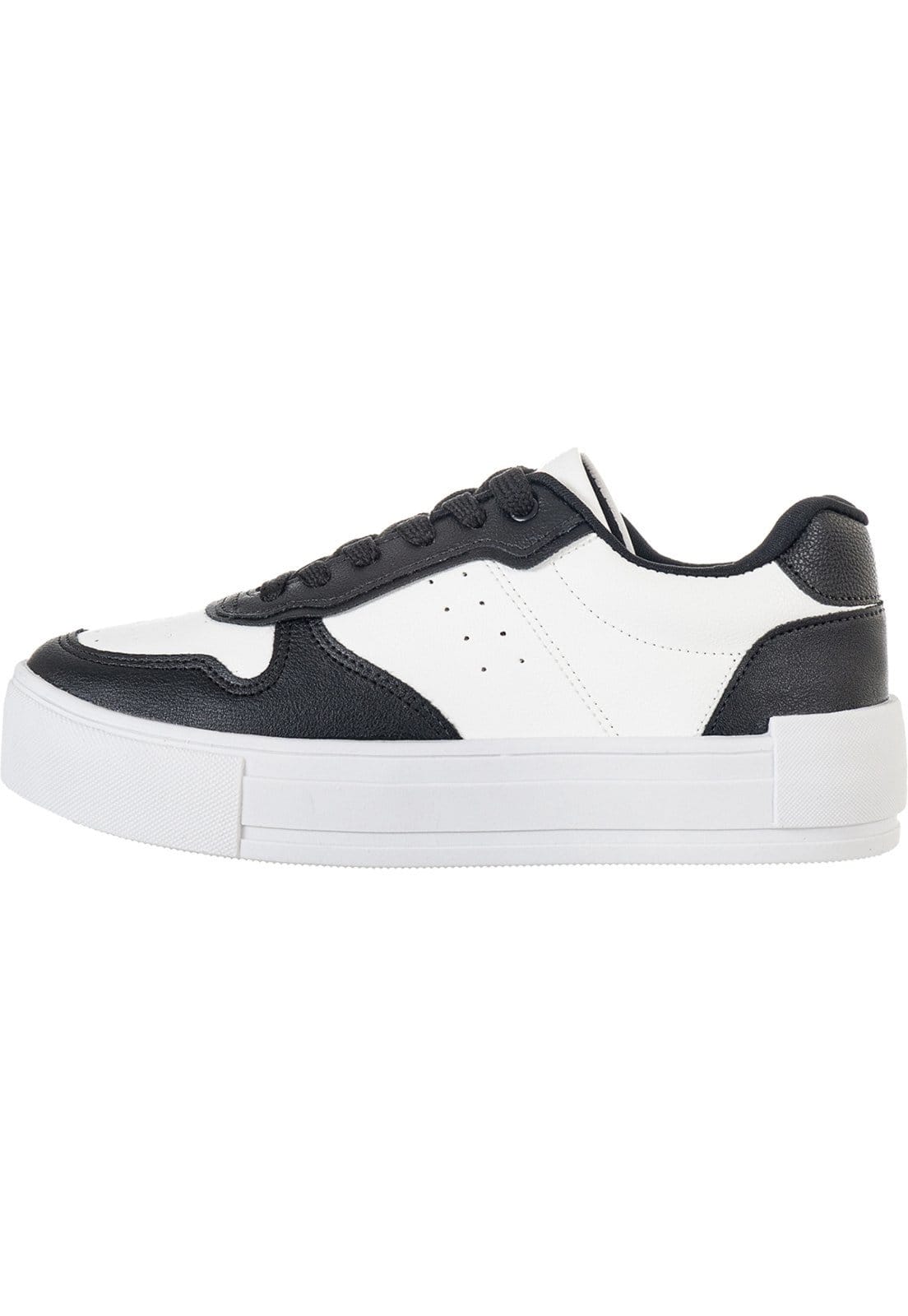 Vista 2 Tenis Casual Feminino Gigil Recortes \ Gigil branco/preto