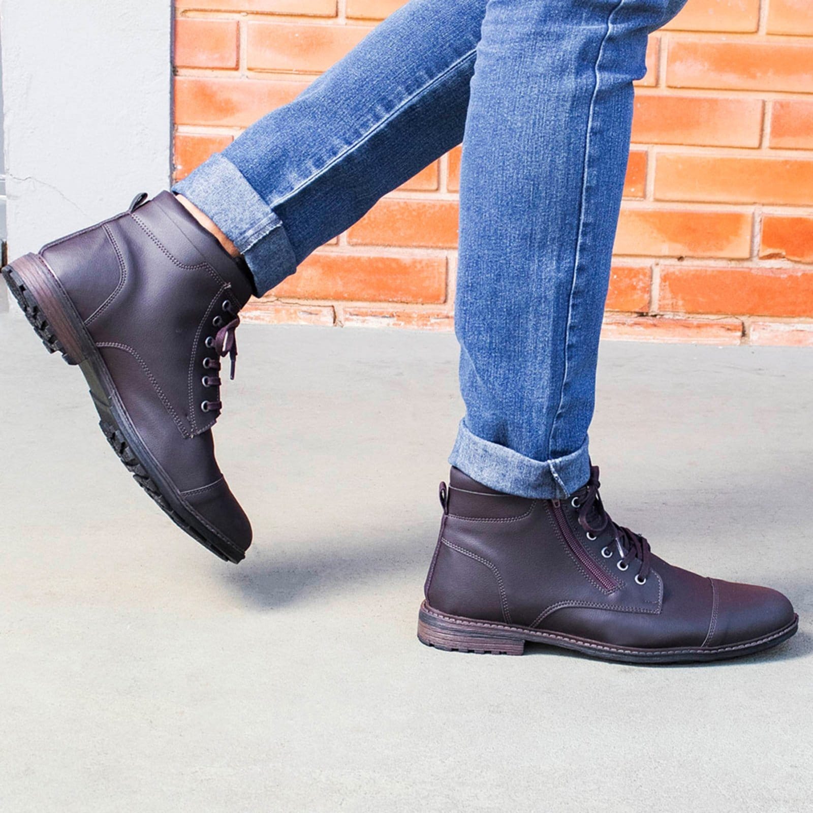 Bota Masculina Casual Cano Curto Confortavel Com Ziper Lateral