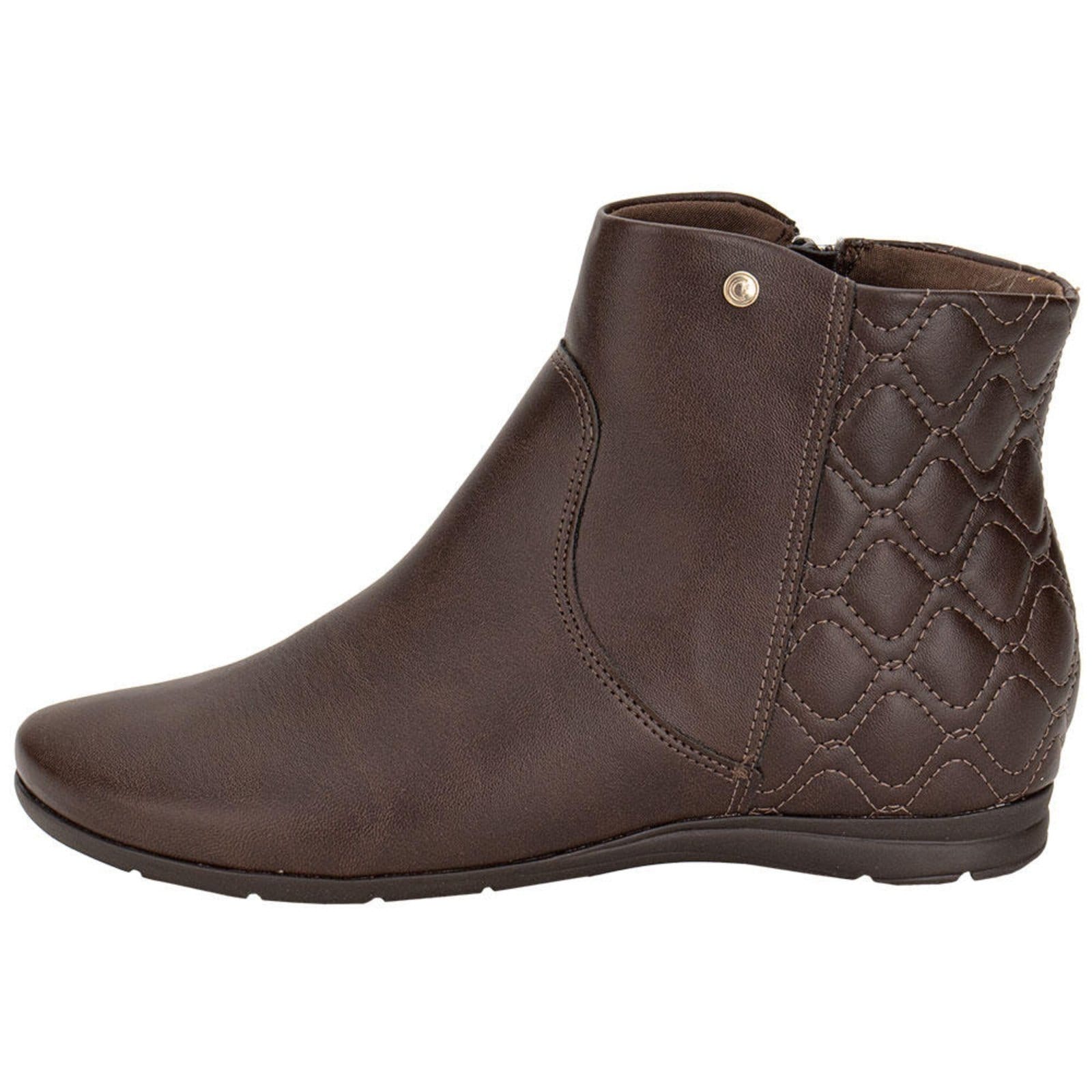 Vista 2 Bota Feminina Cano Baixo Comfortflex 2491301 1450913 Comfortflex café