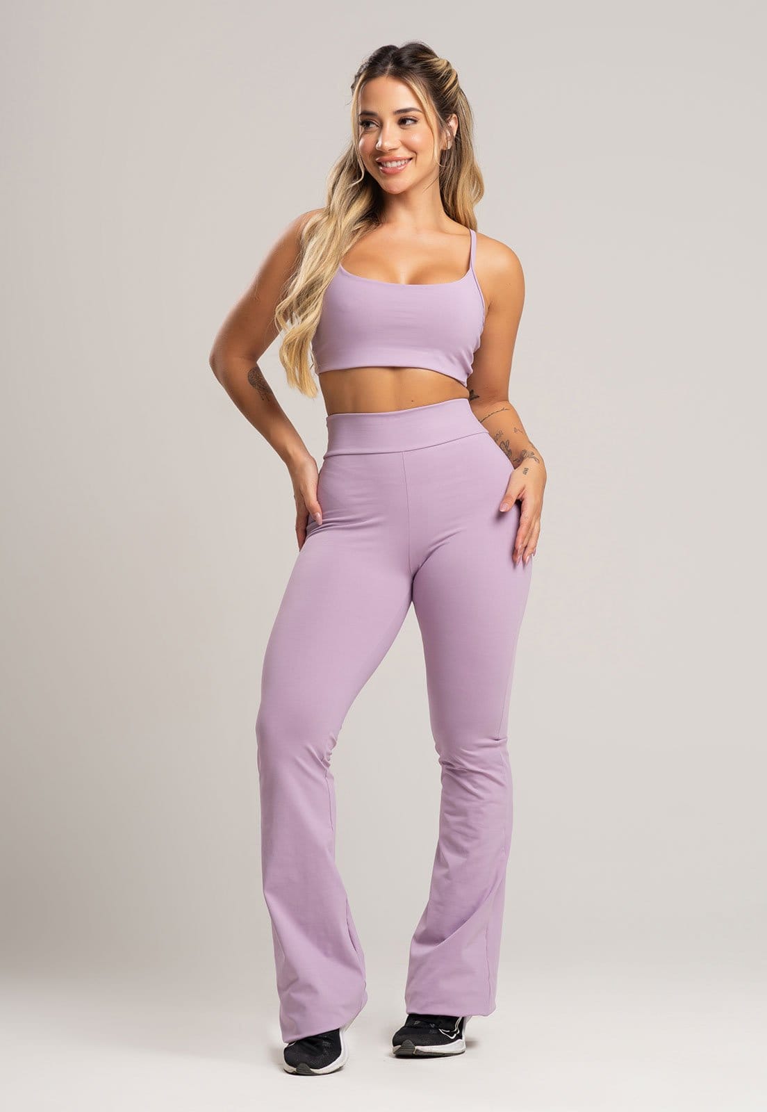 Calça Pantalona Flare MVB Modas Poliamida Lavanda