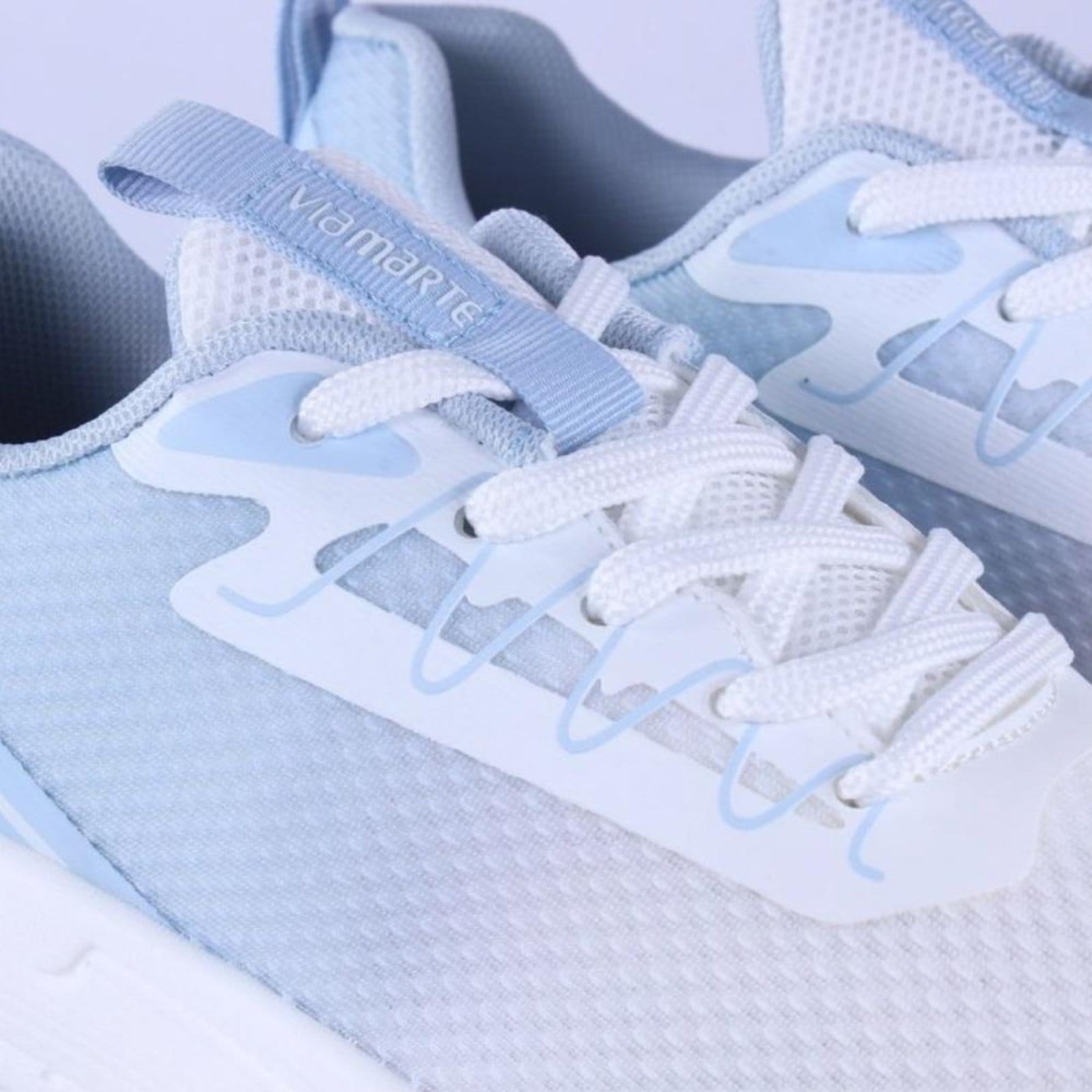Vista 2 Tênis Running Via Marte Feminino 323-001 Branco/Azul Incolor VIA MARTE incolor azul