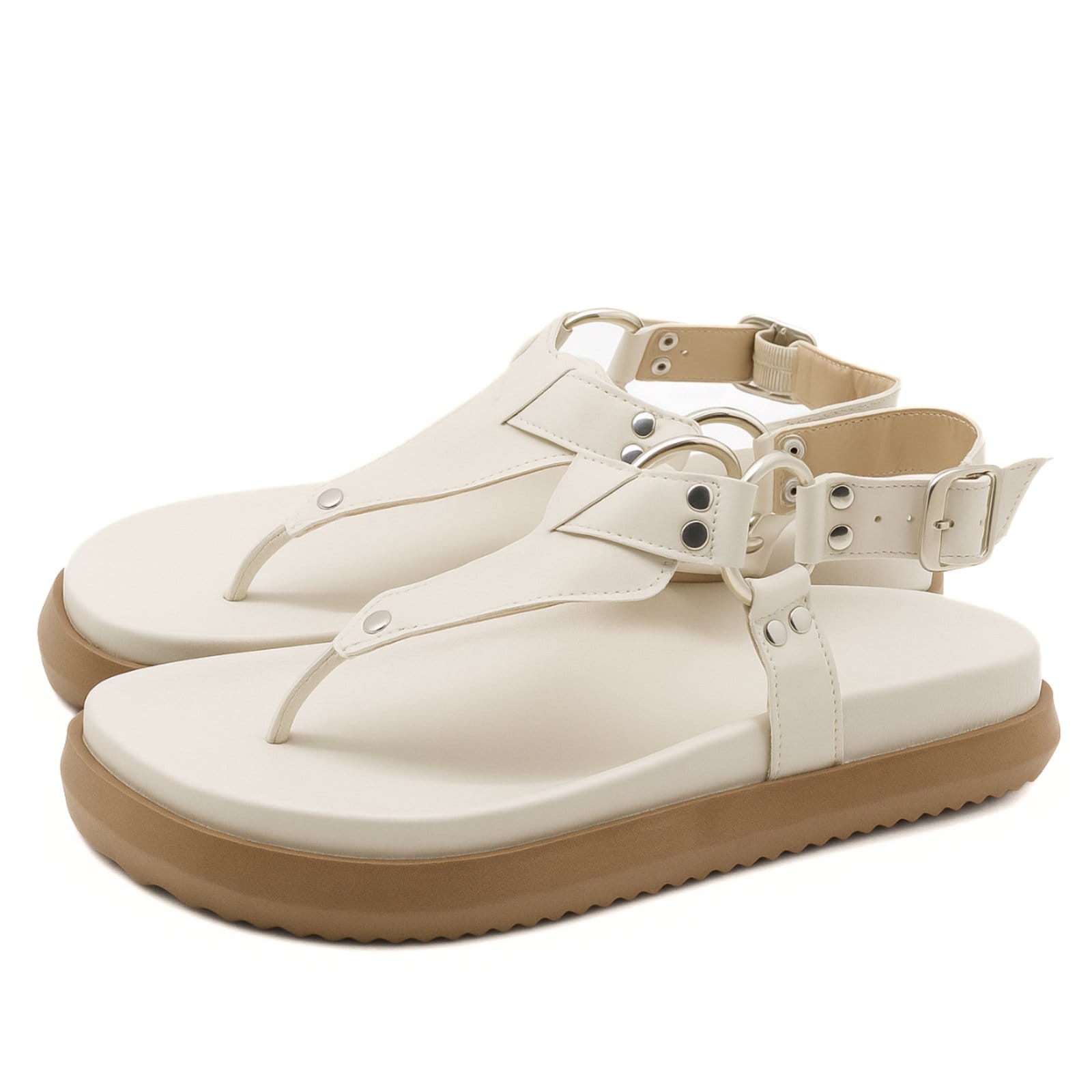 Vista 2 Chinelo Feminino Sandália Flatform Sola Biker Fashion Off White 005 Hannah Footwear off-white white