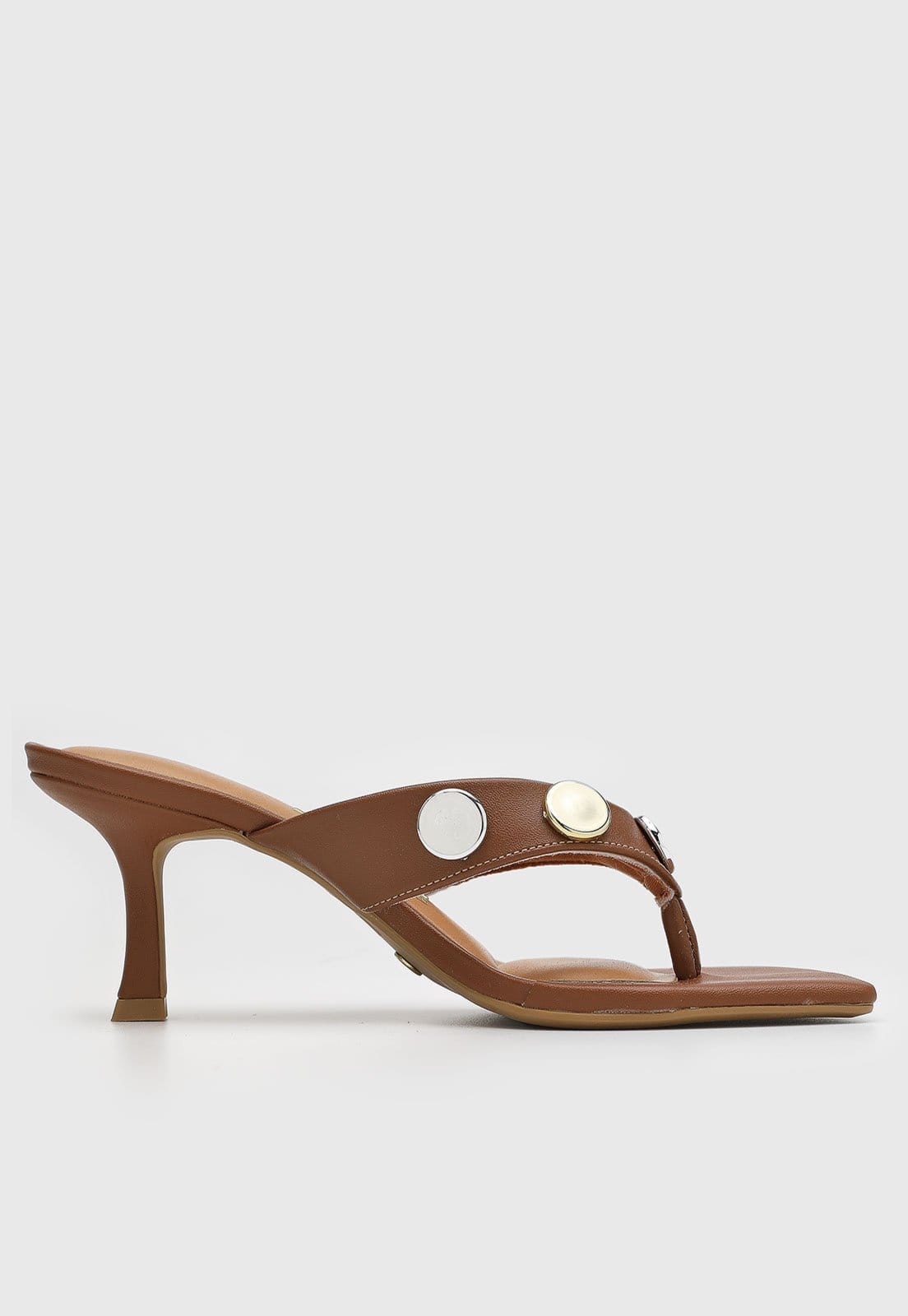 Vista 2 Sandália Feminina Vizzano Salto Médio Tachas VIZZANO marrom