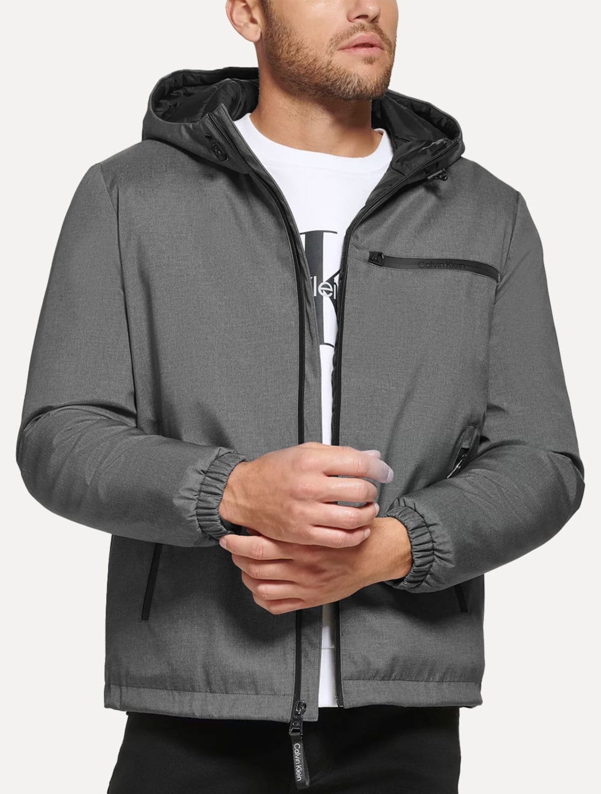 Jaqueta Calvin Klein Hooded CK Peito Mescla Escuro