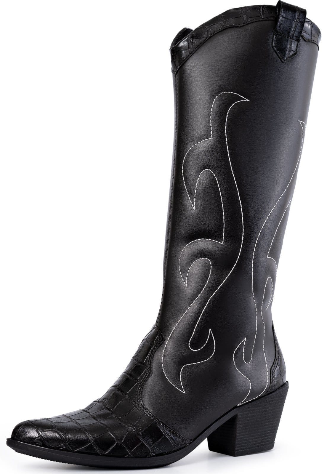 Vista principal Bota Feminina Western Lumiss Texana Bico Fino Salto Grosso Confortável Country LUMISS preto
