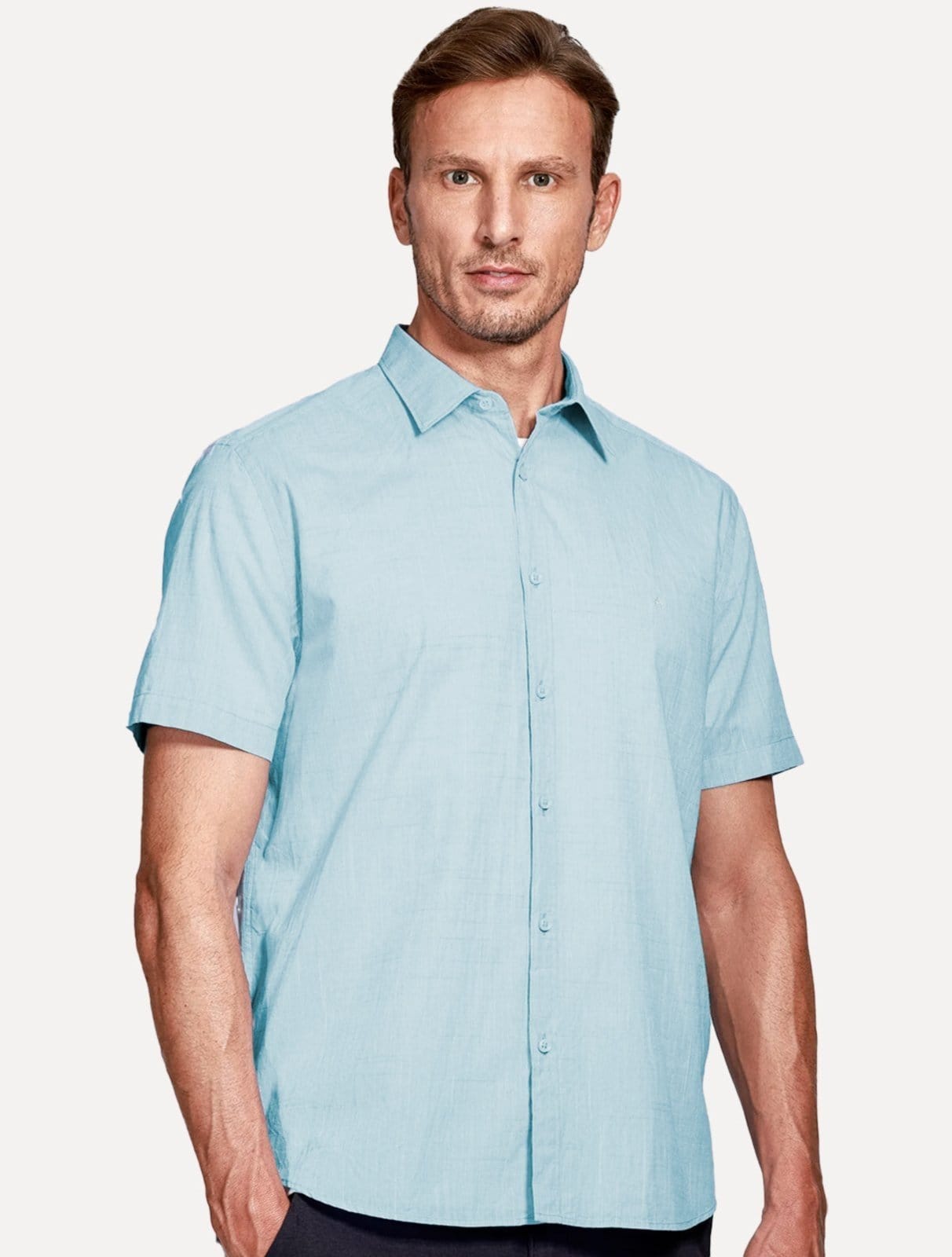 Vista principal Camisa Aramis Masculina Slim Manga Curta Flame Bosco Claro Aramis azul