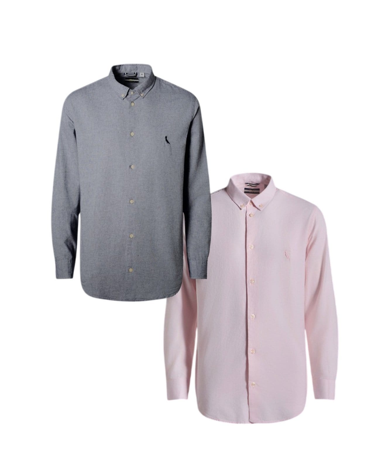 Vista principal Kit 2 Camisas Manga Longa Oxford Color Reserva rosa