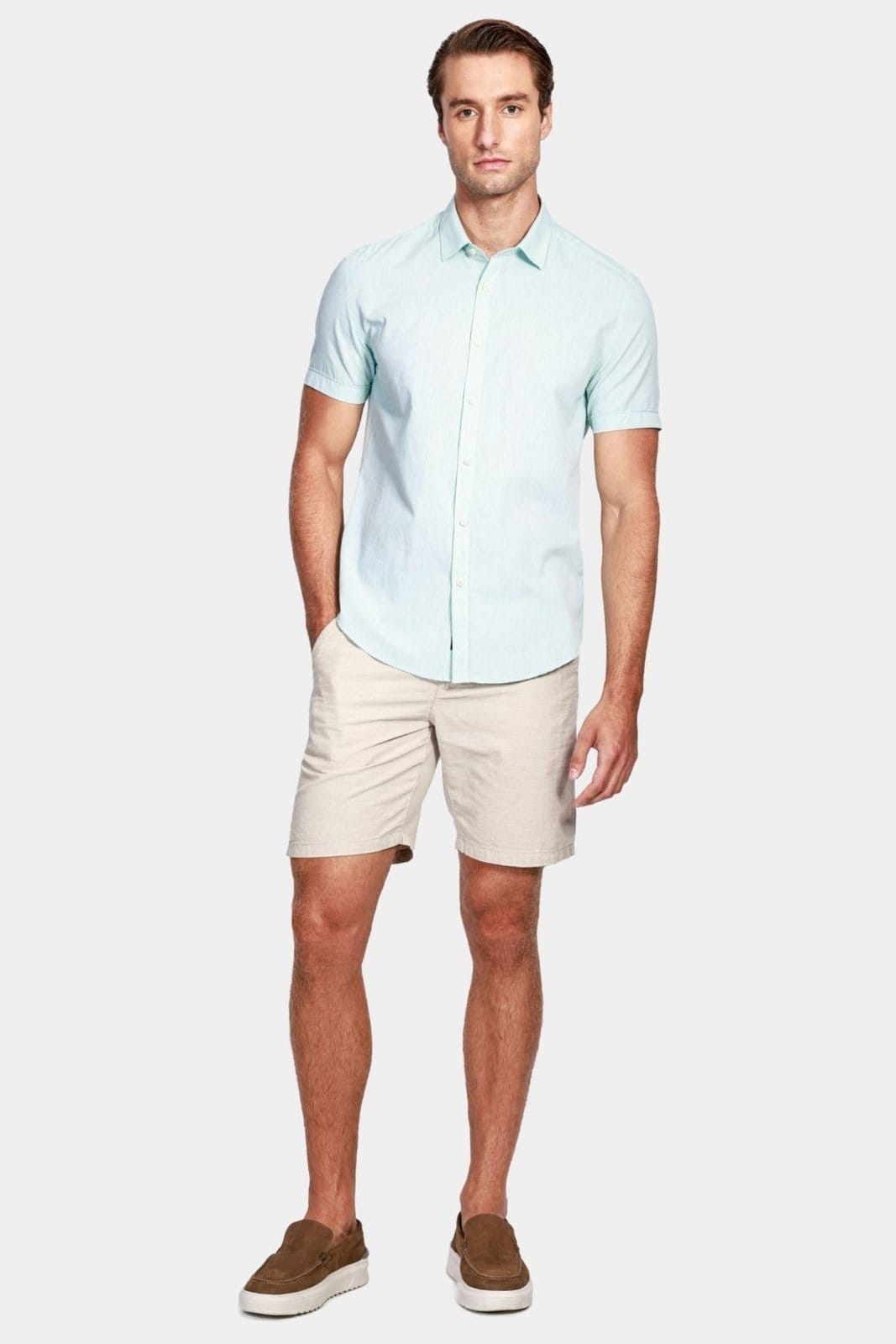 Vista 2 Camisa Aramis Manga Curta Slim Boa Vista Verde Aramis incolor verde