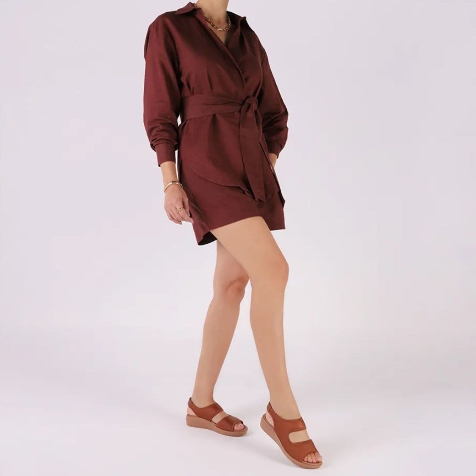 Vista 2 Sandália Feminina Anabela Elastano Canela Usaflex UD18002 Usaflex marrom