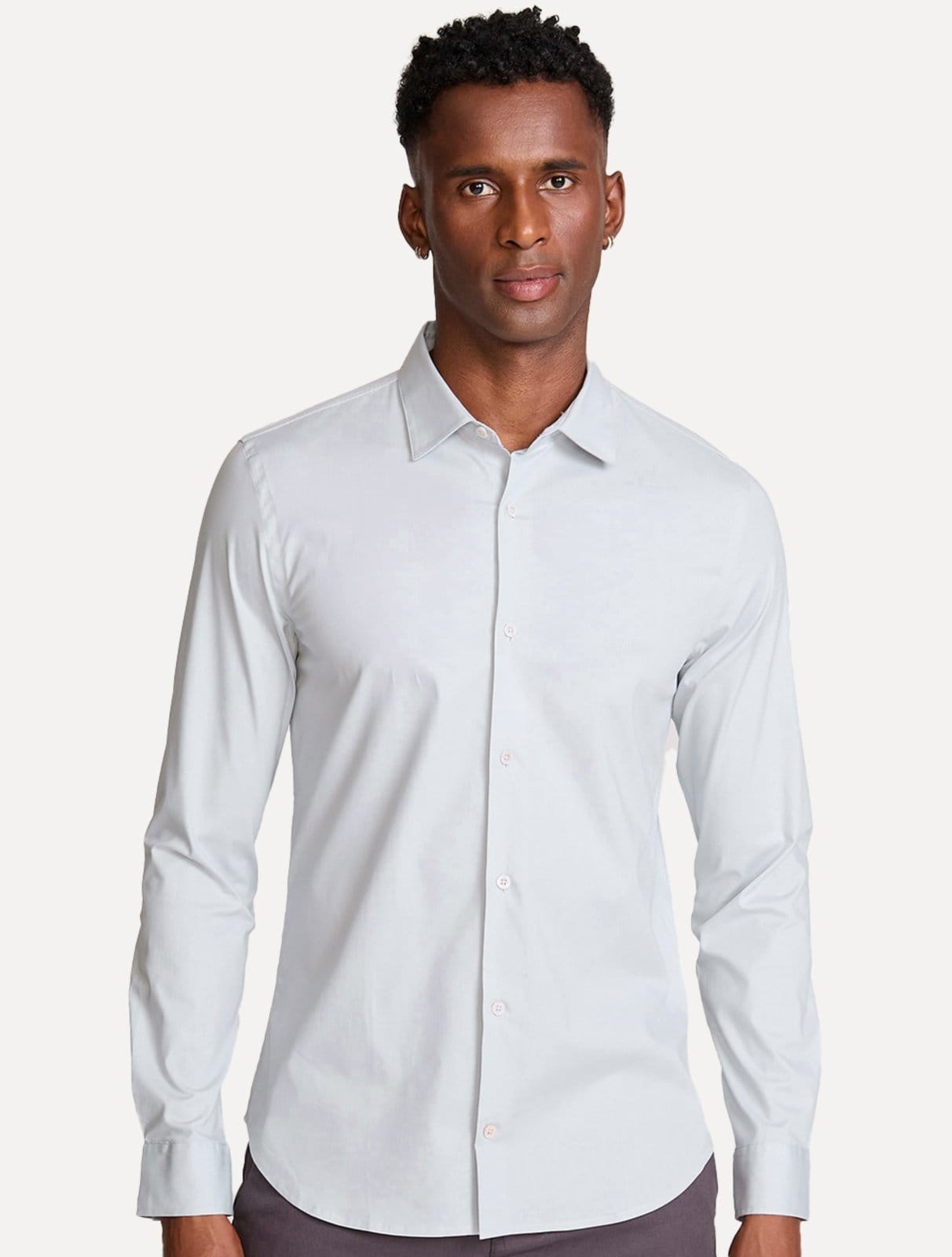 Vista principal Camisa John John Masculina Slim Logo Ligth Grey Cinza Claro John John cinza grey