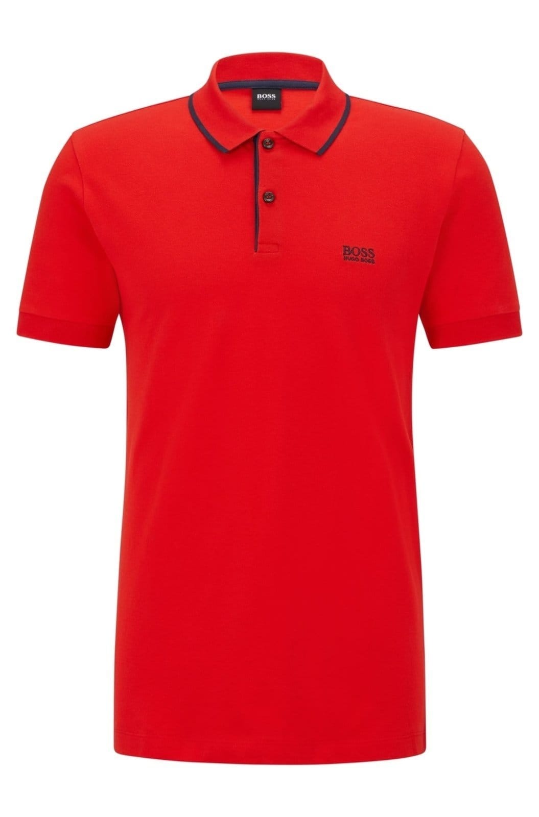 Vista principal Camisa Polo De Piquet De Algodão Com Logotipo Bordado Boss vermelho