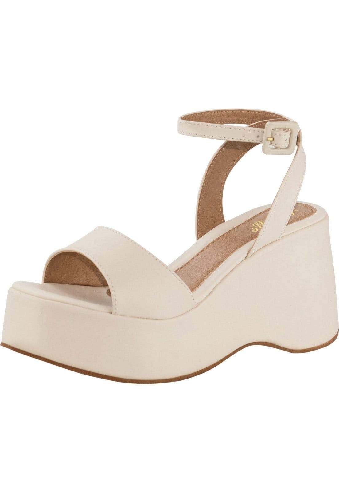 Sandália Feminina Lumiss Plataforma Anabela Meia Pata Confortável Off White