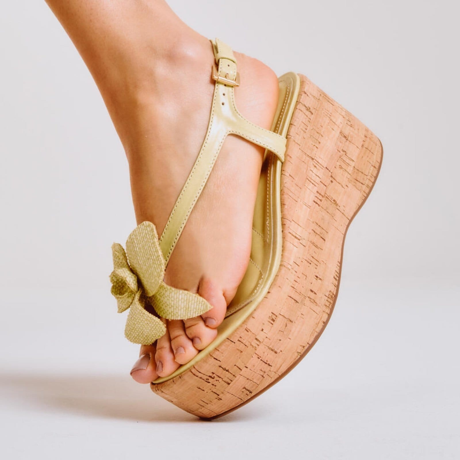 Vista 2 Sandália Couro Anabela Cecconello 2793002-2 Cecconello verde