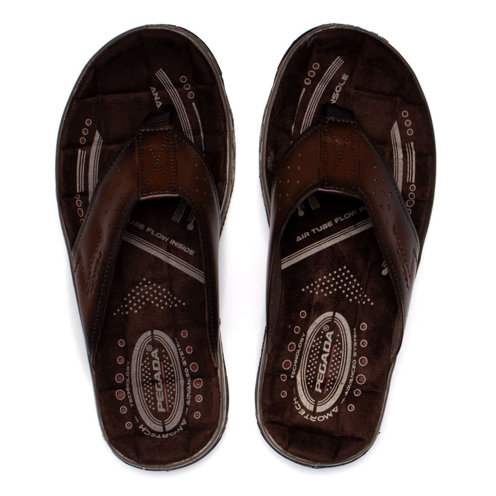 Vista principal Infantil - Chinelo Masculino Pegada Anilina Tiras Couro Escuro PEGADA marrom