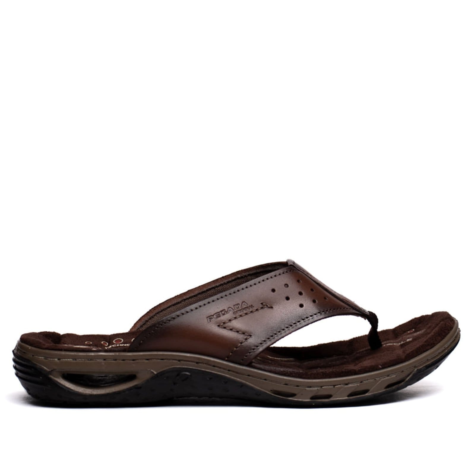 Vista 2 Infantil - Chinelo Masculino Pegada Anilina Tiras Couro Escuro PEGADA marrom