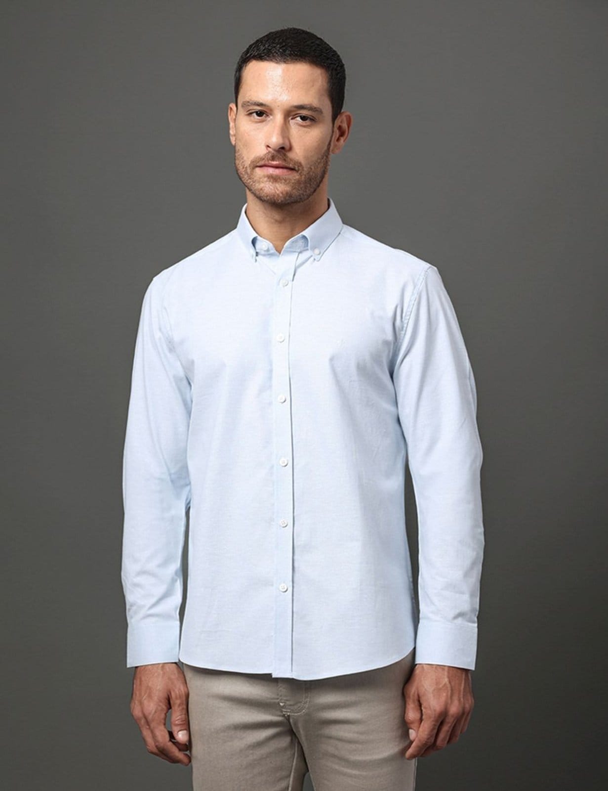 Camisa Masculina Oxford Com Elastano Calvin Klein Claro