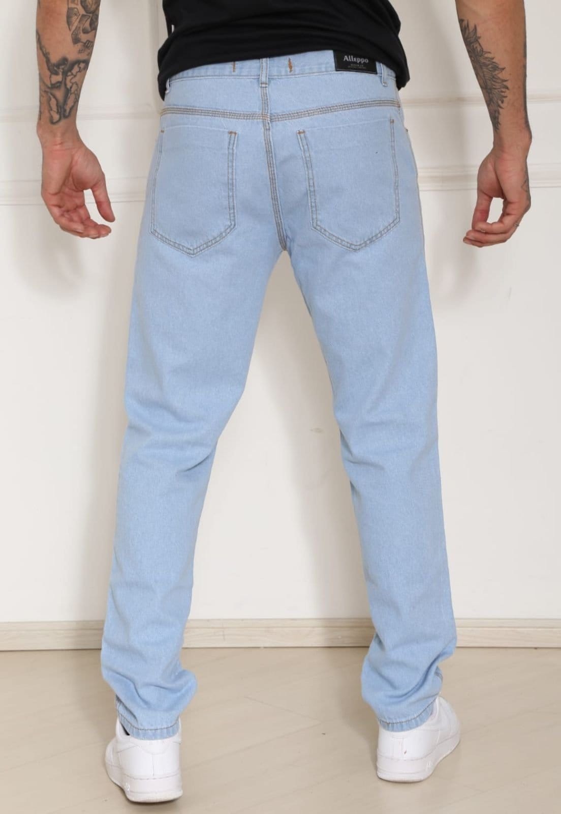 Vista 2 Calça Balão Tradicional Masculina Alleppo Jeans Clara Alleppo Jeans azul