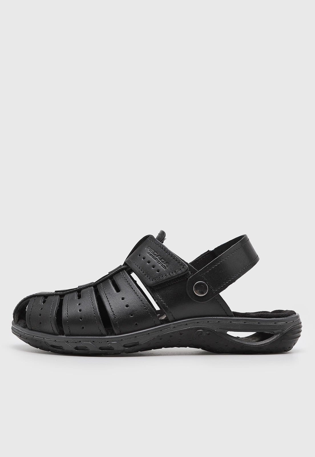 Sandália Masculina Pegada Fechamento Ajustável Preta