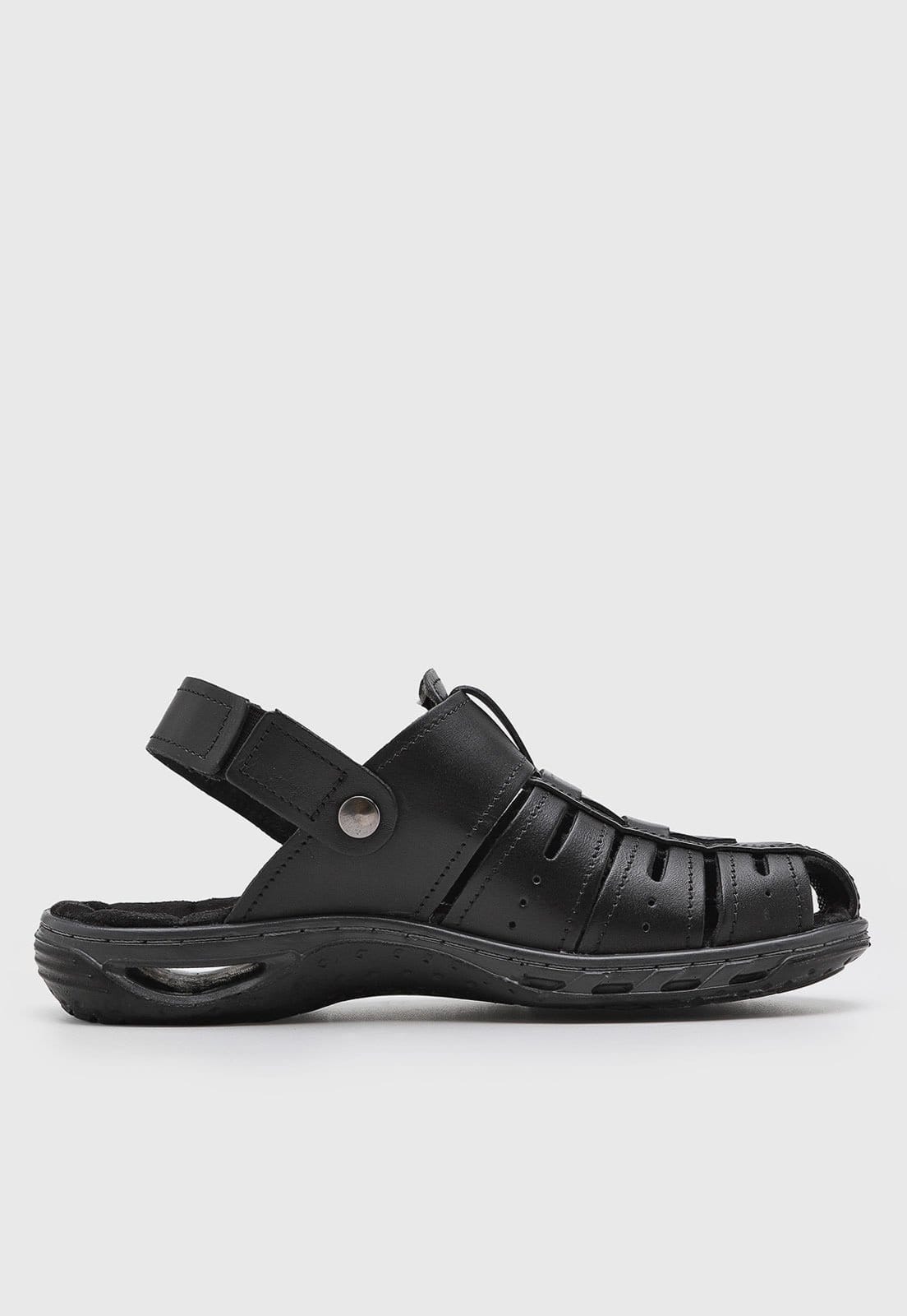 Vista 2 Sandália Masculina Pegada Fechamento Ajustável Preta PEGADA preto