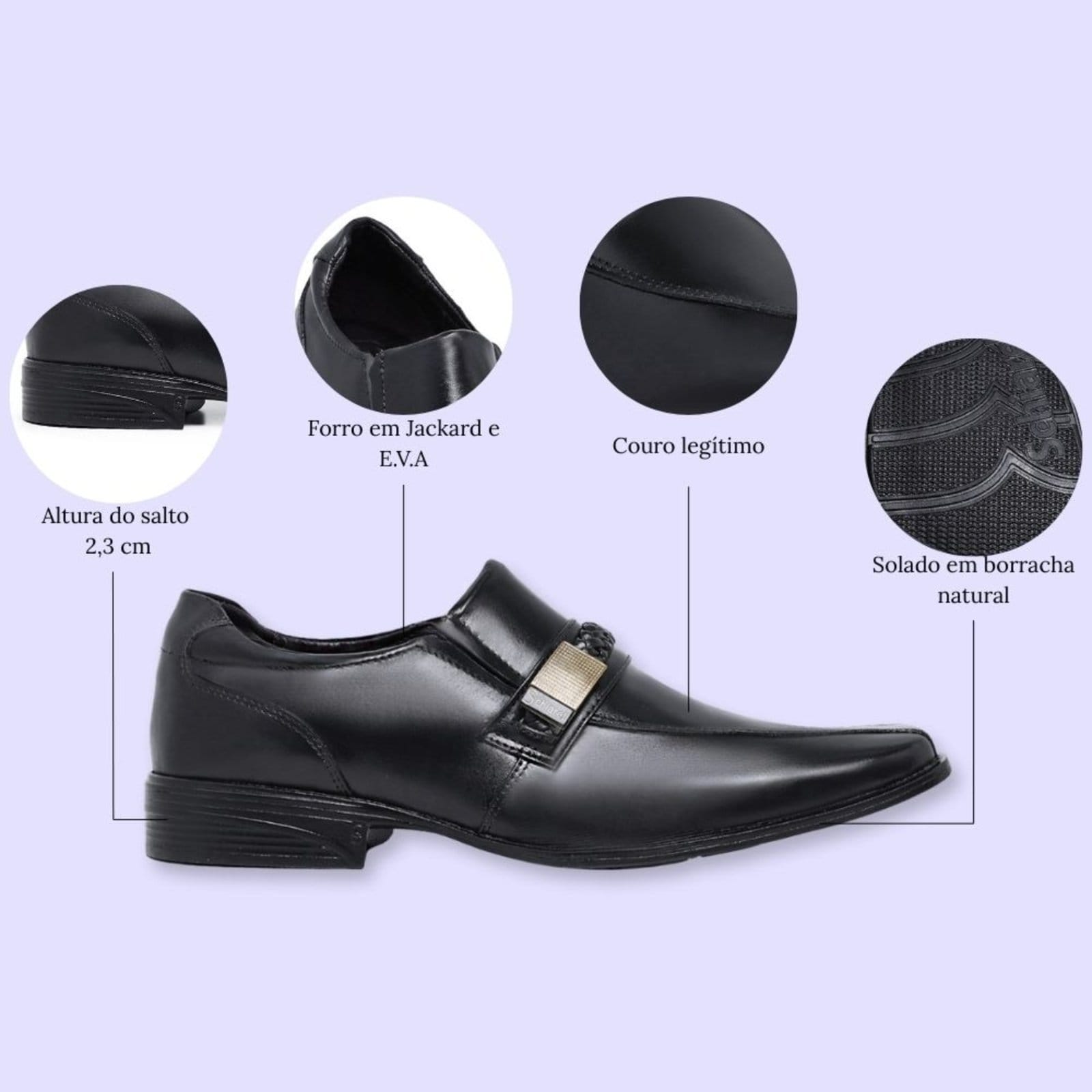 Vista 2 Sapato Masculino Social De Couro Casamento Noivado Festa Formal Sch 1502 Schiareli preto