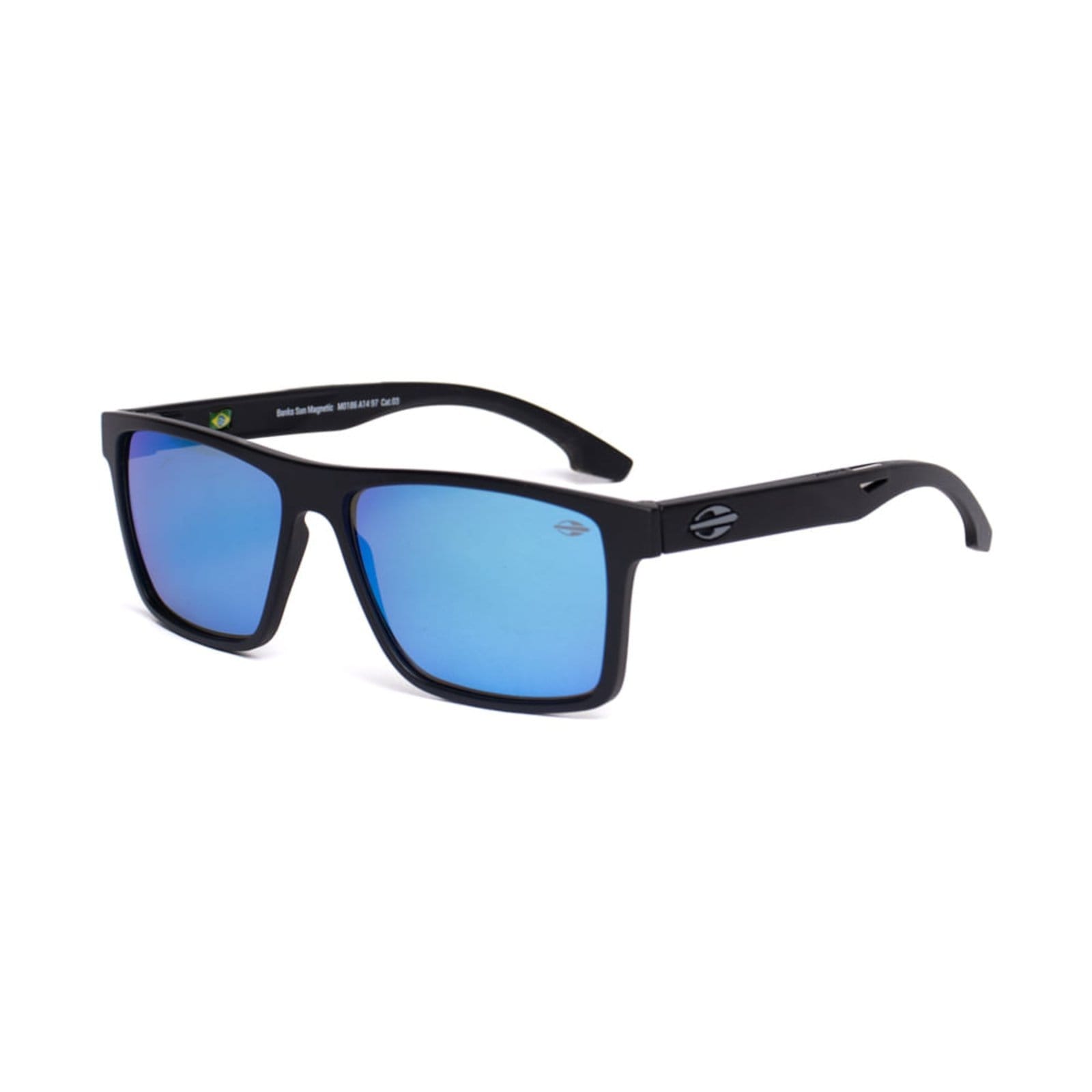 Vista principal Óculos Unissex Mormaii Banks Sun Magnetic CAT-03 Preto/Azul Mormaii preto azul