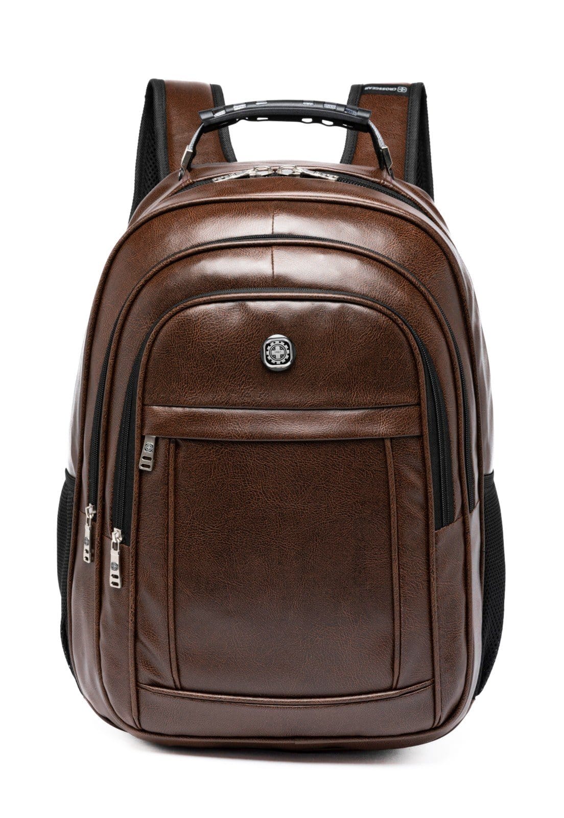 Vista principal Mochila Executiva Faculdade Reforçada Bolsa Grande Crossgear marrom