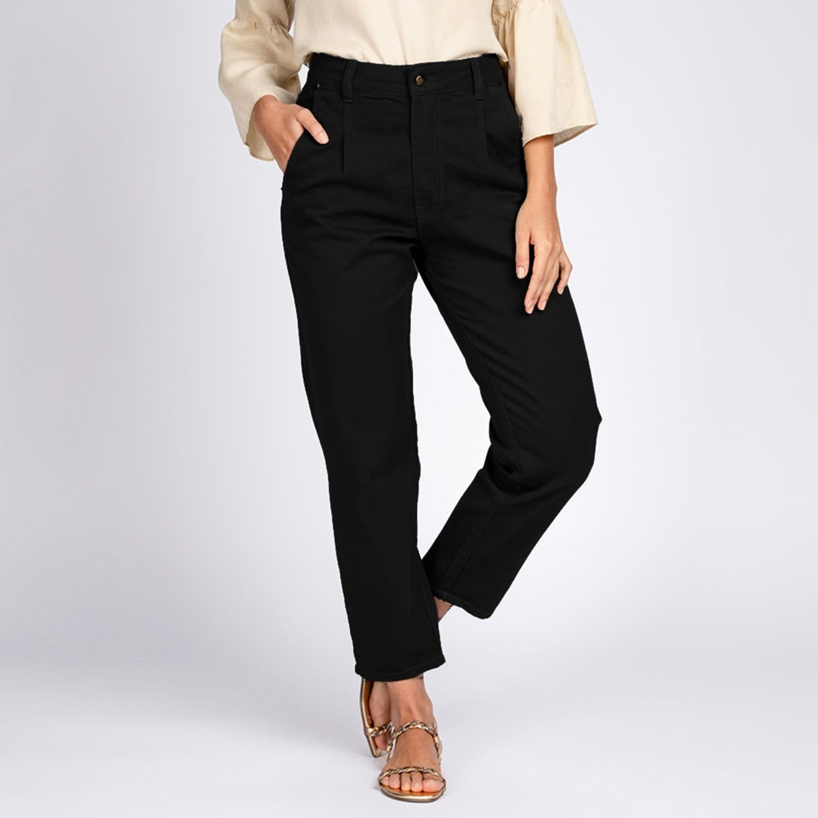 Calça Mom Cropped Slouch Bolso-Faca Colors