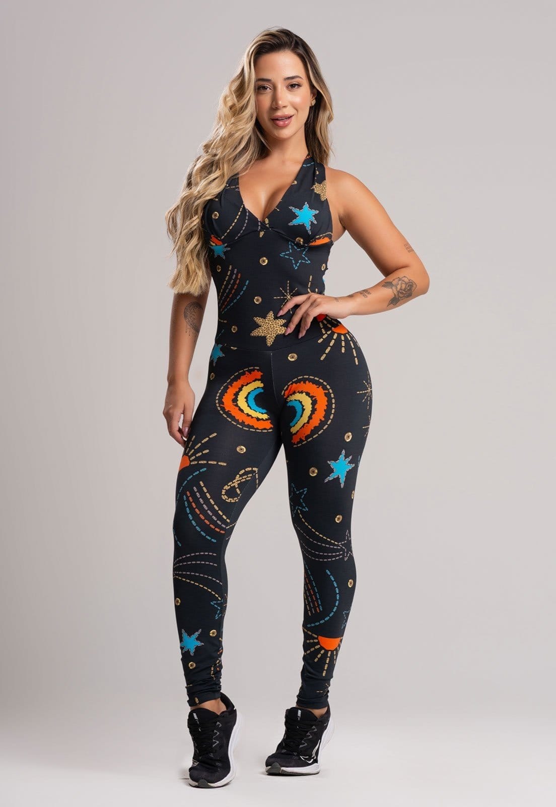 Macacão MVB Modas Bojo Suplex Liso Fitness Academia Cosmic