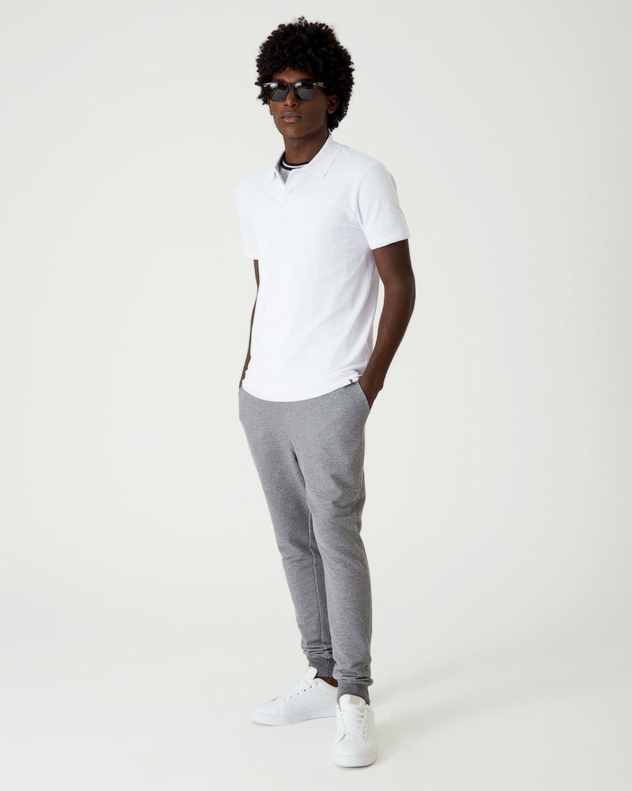 Vista 2 Camisa Polo Básica Masculina Gola Esporte Piquet Stretch Malwee branco