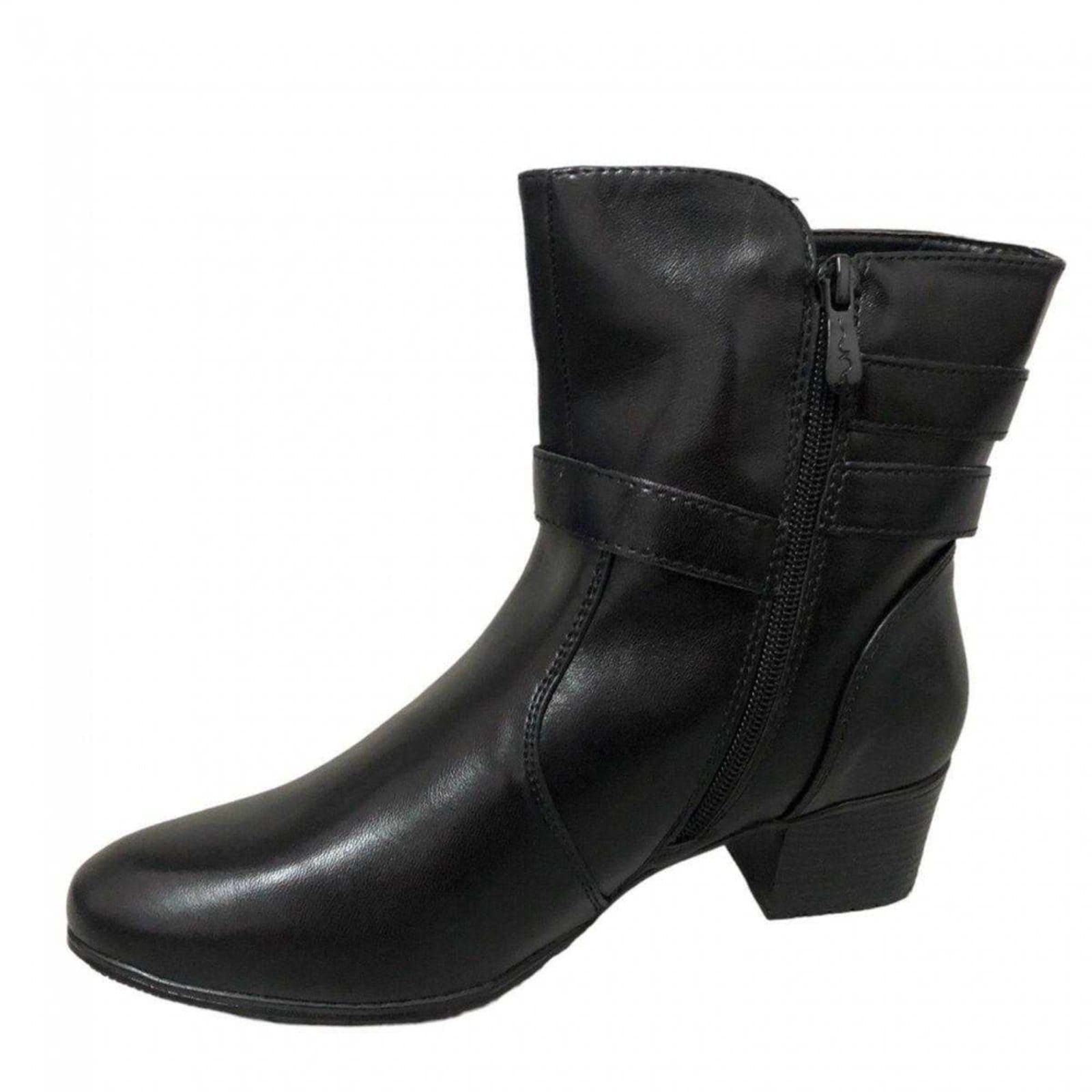 Vista 2 Bota Feminina Mooncity Salto Blocado Cano Curto Mooncity preto