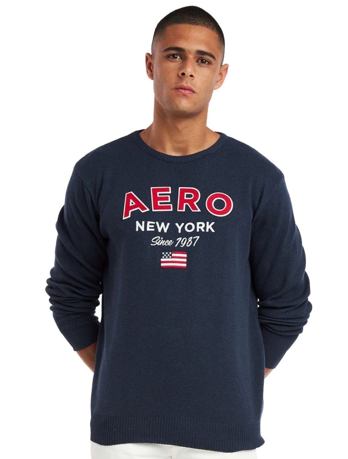 Blusa Aeropostale Masculina Tricot Aero Patch US Flag