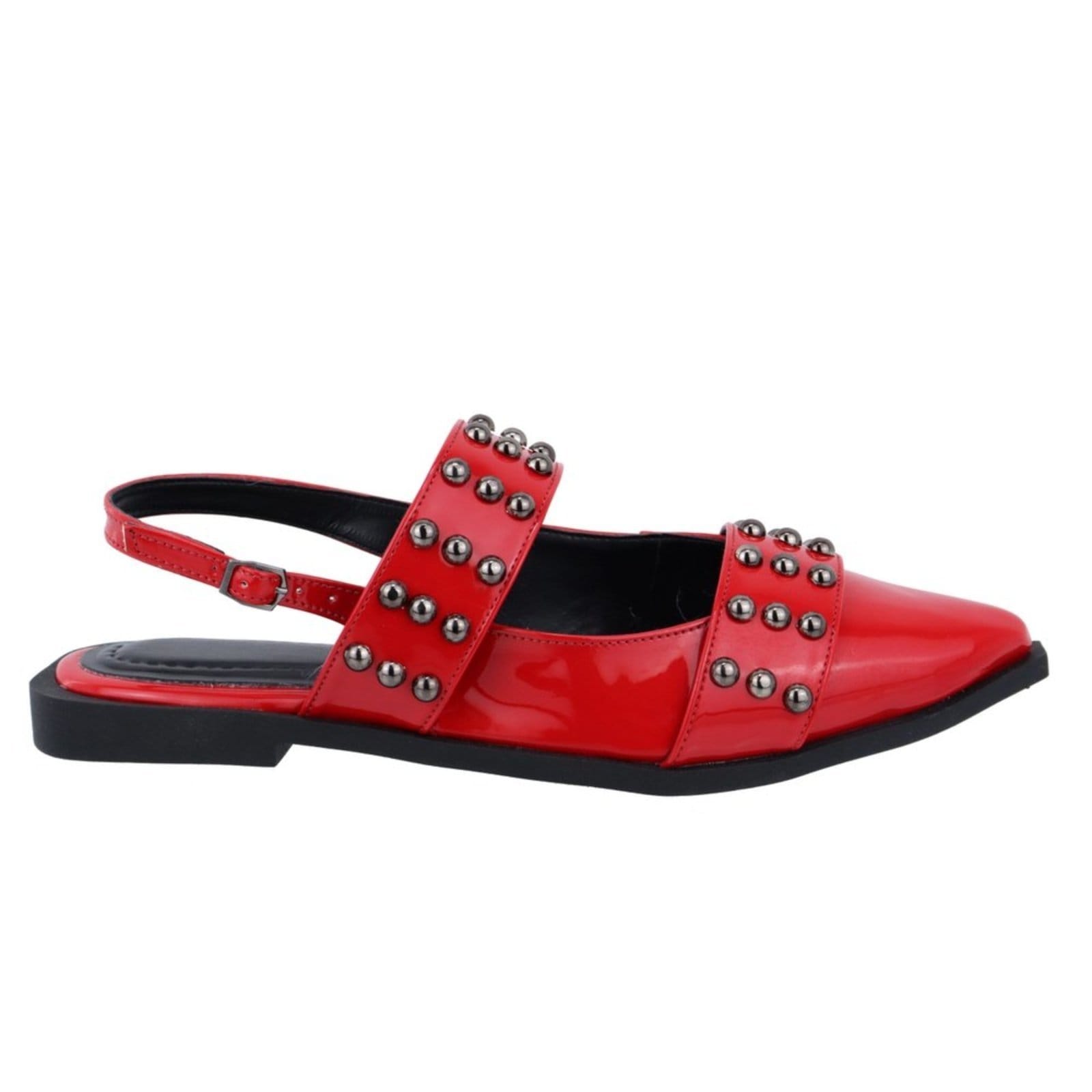 Sapatilha Slingback Rasteira Feminina Detalhe Bolas Onix 184202 Vermelha - 2