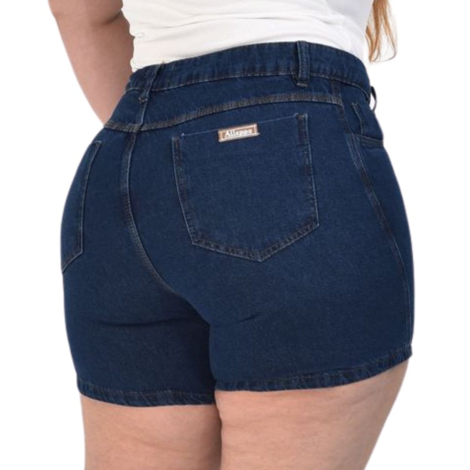 Vista 2 Bermuda Plus Size Meia Coxa Jeans Loka Escura Jeans Loka azul/azul marinho
