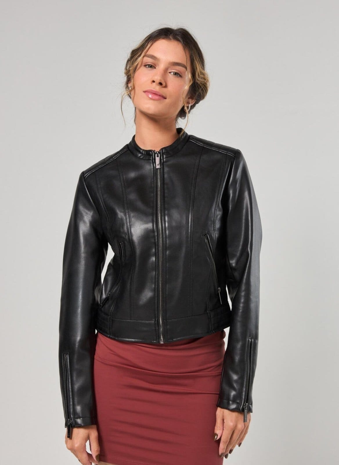 Vista principal Jaqueta Em Poliuretano Preto Youcom multicolorido