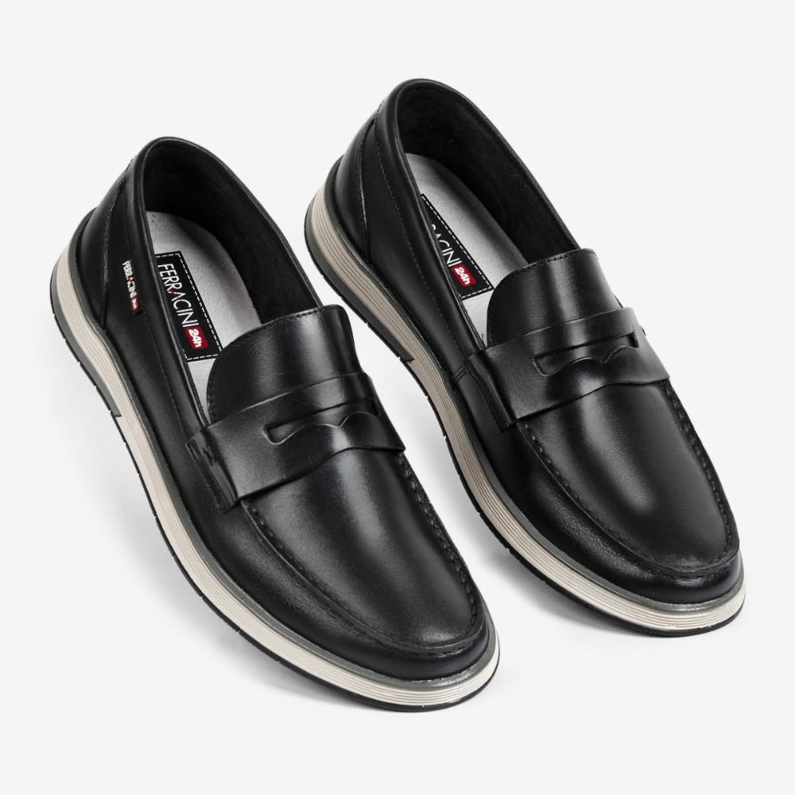 Vista 2 Mocassim Ferracini Ultra Summer Casual em Couro FERRACINI preto