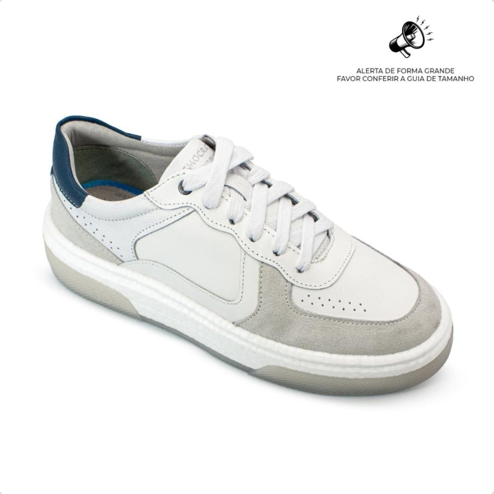 Vista 2 Tênis de Couro Democrata Masculino Denim Beat Pulse 623101 Branco DEMOCRATA branco denim
