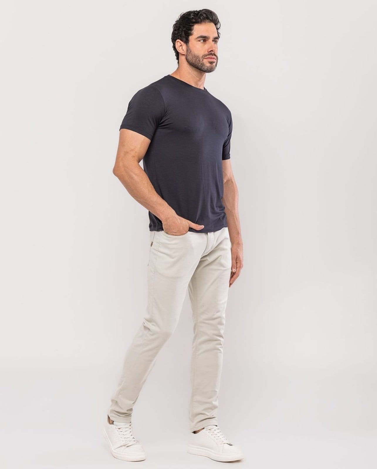 Calça Sarja Masculina Slim Fit Básica 22191 Gelo