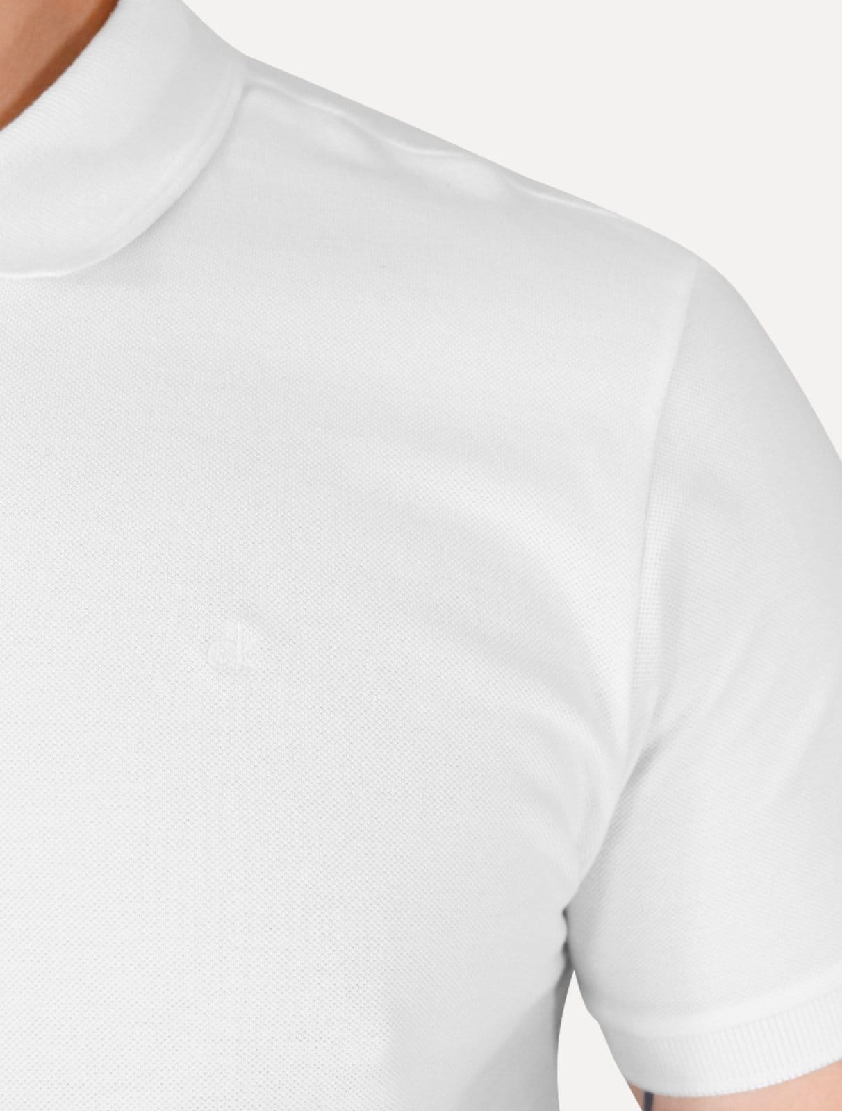 Vista 2 Polo Calvin Klein Masculina Piquet Slim Half Zip Branca Calvin Klein branco