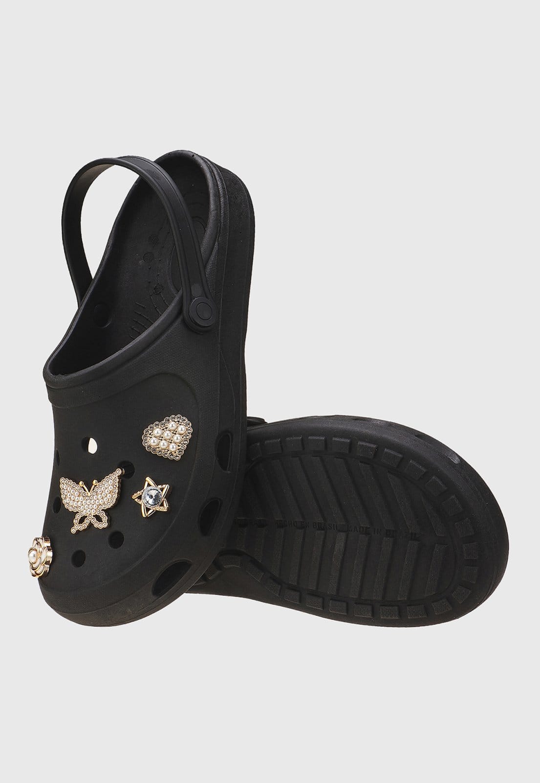 Vista 2 Sandália Babuche Feminino com Pingentes tep Kidstep preto