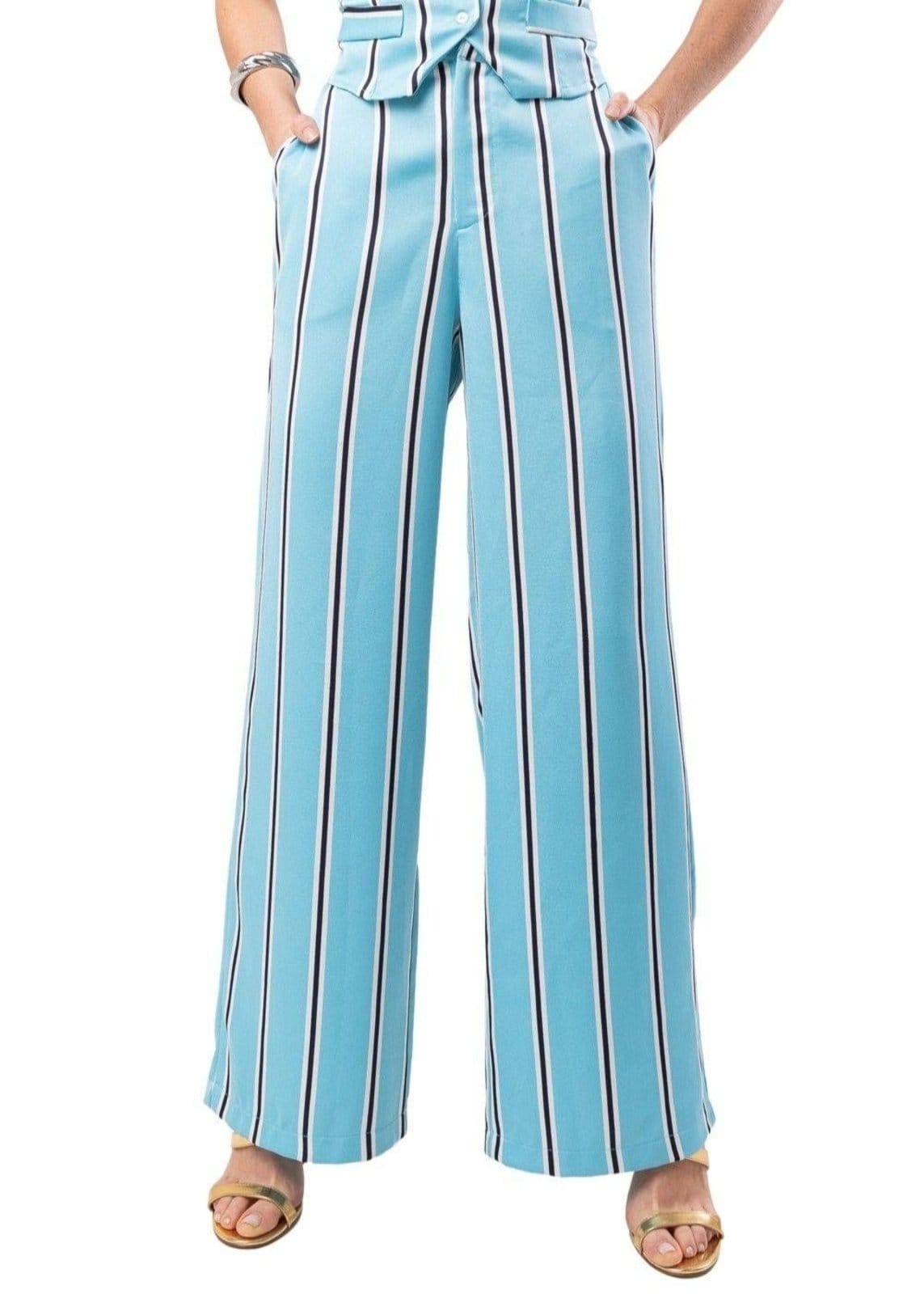 Vista principal Calça sawary Wide Linear - 279710 Sawary azul