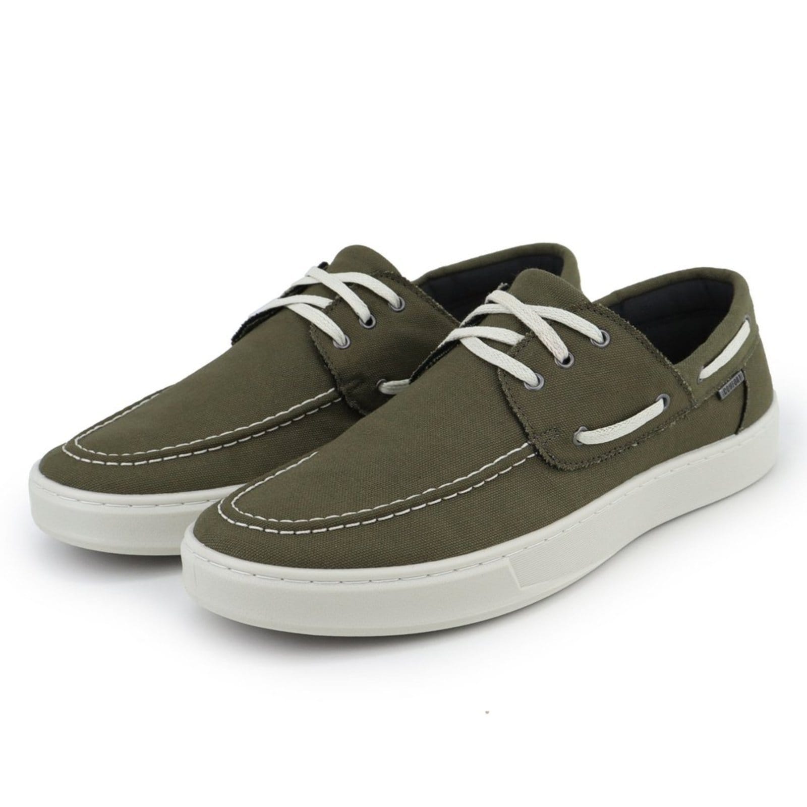 Vista principal Sapato Casual Masculino Veritimo Dockside Lona Drive Amarrar Clássico Conforto Verde Musgo Veritimo verde oliva