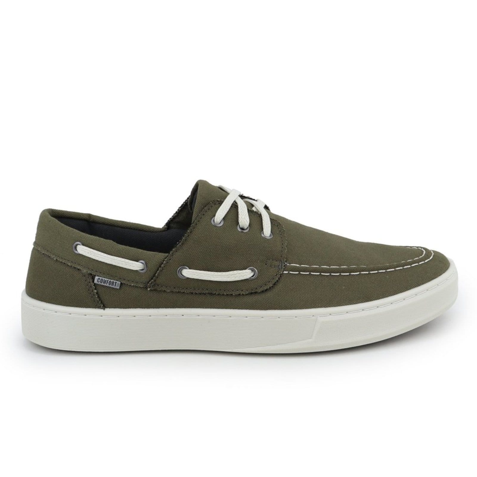 Vista 2 Sapato Casual Masculino Veritimo Dockside Lona Drive Amarrar Clássico Conforto Verde Musgo Veritimo verde oliva