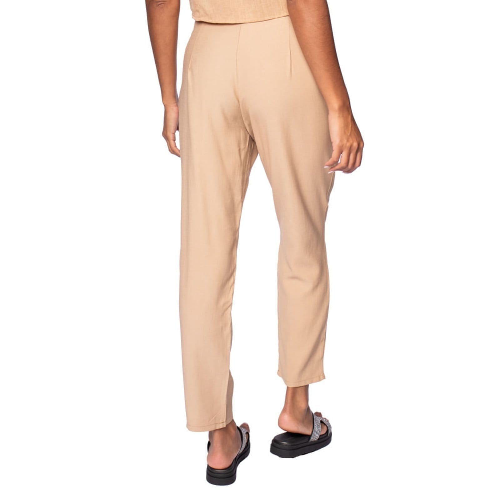 Vista 2 Calça Feminina The Style Box Reta de Alfaiataria The Style Box bege