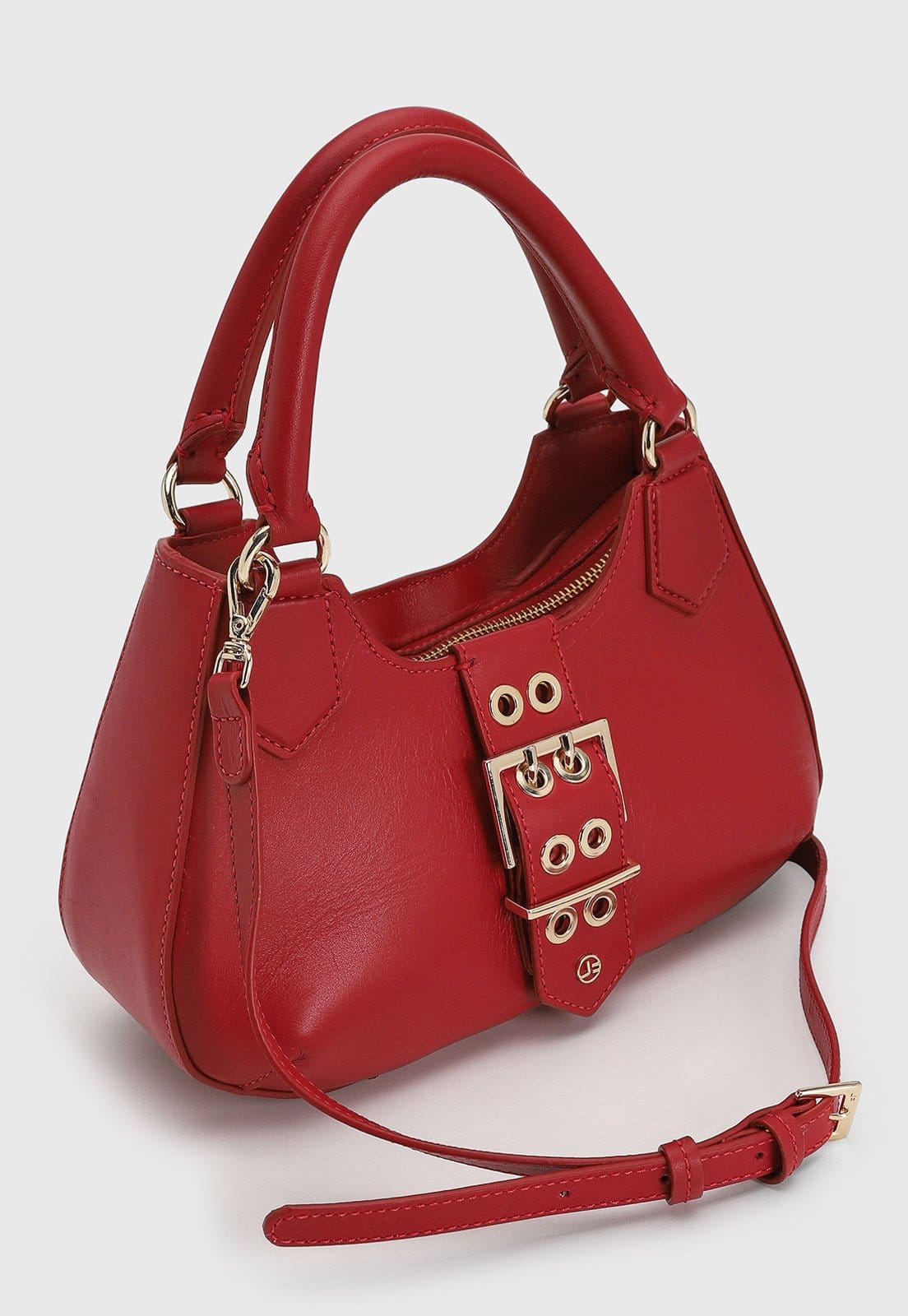 Vista 2 Bolsa Média Jorge Bischoff Detalhe Fivela Vermelha Jorge Bischoff vermelho