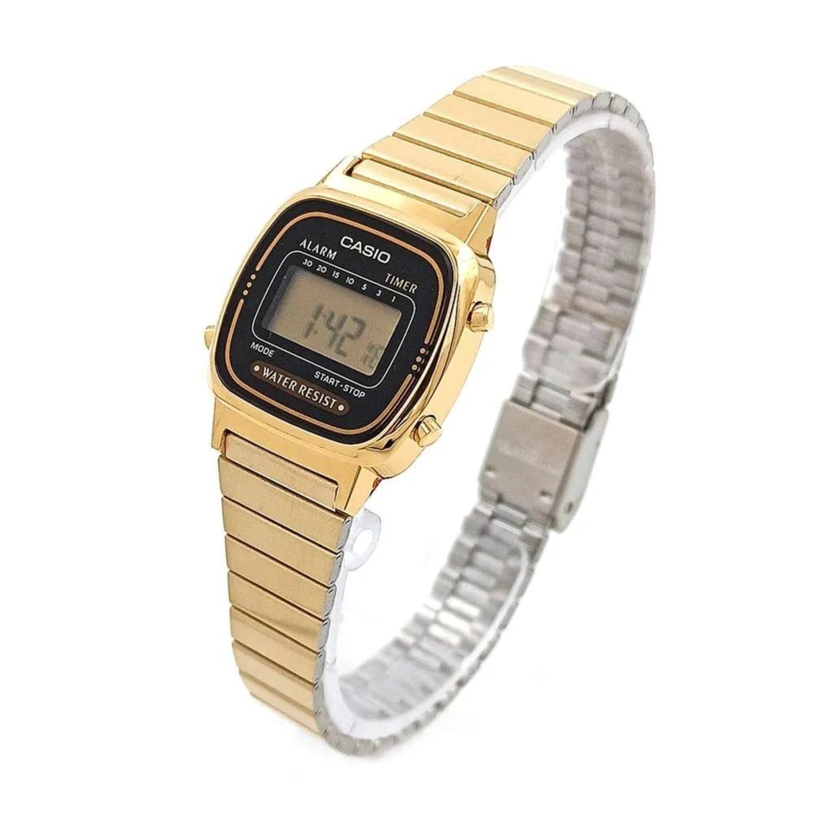 Vista 2 Relógio Casio Vintage LA670WGA-1DF Preto/Dourado Casio incolor