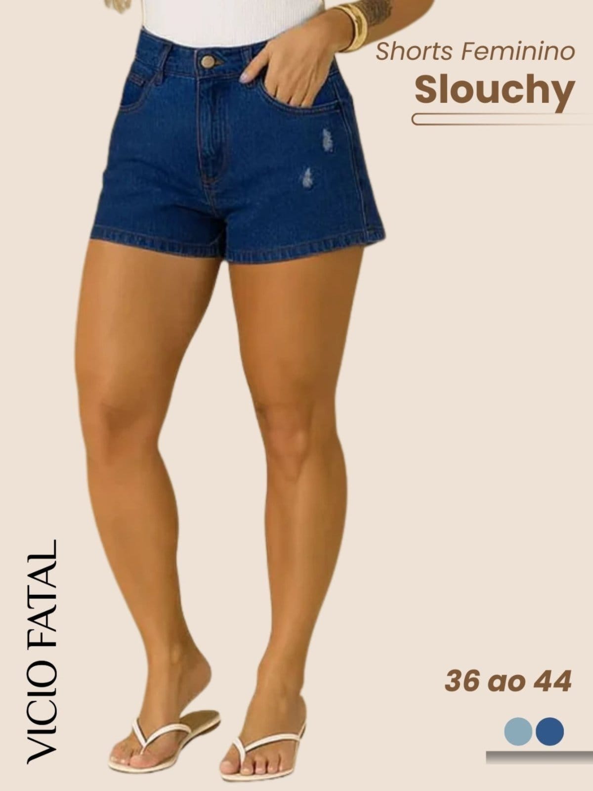 Shorts Feminino Jeans Slouchy Curto Keyla